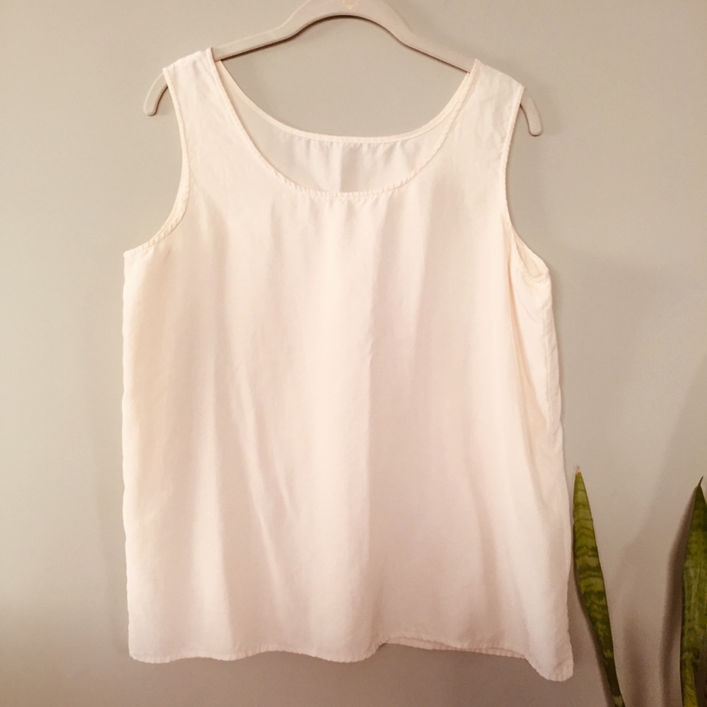 100% silk Cream Silk shell tank top Large